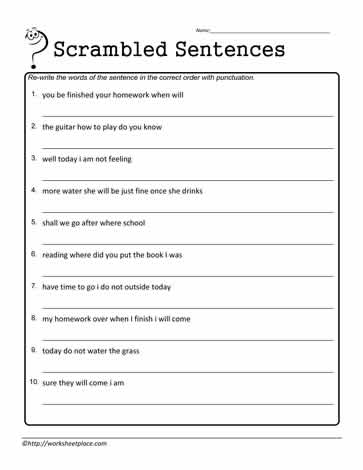 unscramble punctuate worksheets