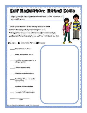 Self Regulation Rating Scale Worksheets