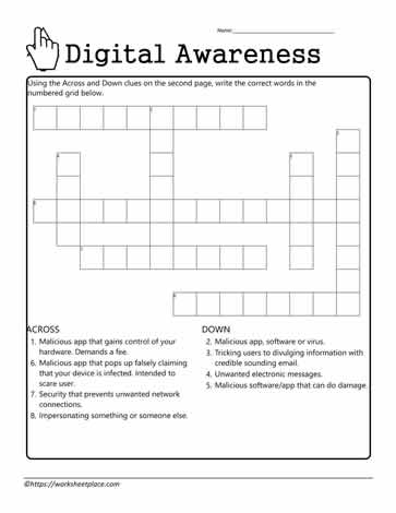 Social Media Crossword Worksheets