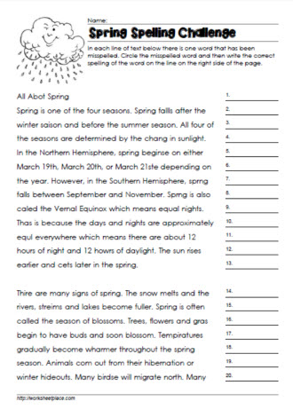 Fix the Spelling Errors Worksheets