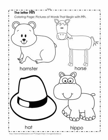 the letter h coloring pictures worksheets