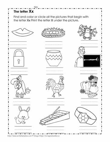 Color The X Pictures Worksheets
