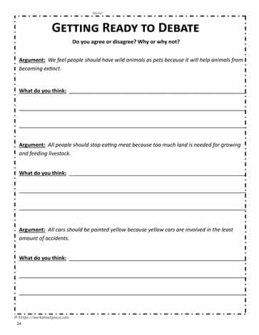 Debate Worksheets