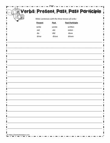 present past past participle worksheets