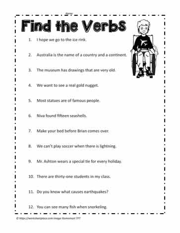 verb worksheet worksheets