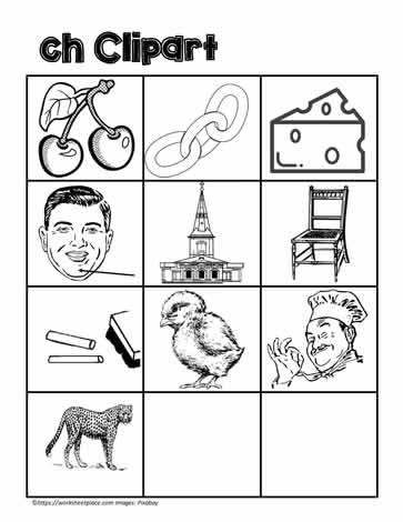 clipart for ch digraphs worksheets