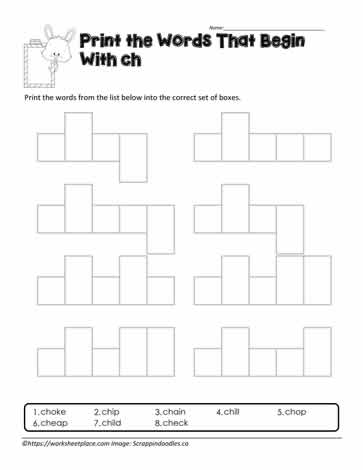 ch Digraph Word Shapes