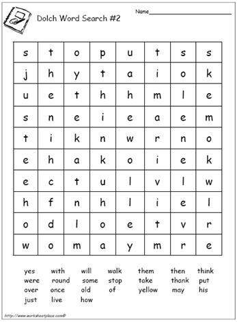 Dolch Word Search 2