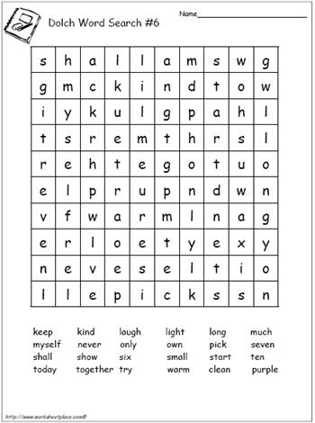 Dolch Word Search 6