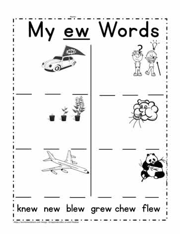 ew Word Family Worksheet