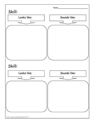 Skill Worksheet To Support Goals