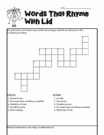 Id Crossword Worksheets Id Crossword Worksheets