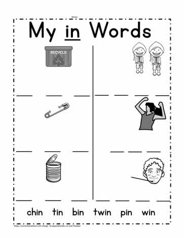 in Word Family Worksheet