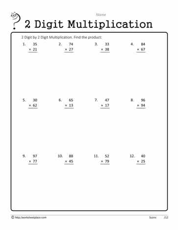 2 digit multiplication worksheet worksheets