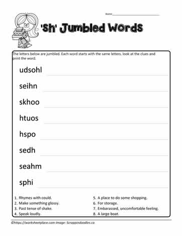 Jumbled Words for sh Digraphs