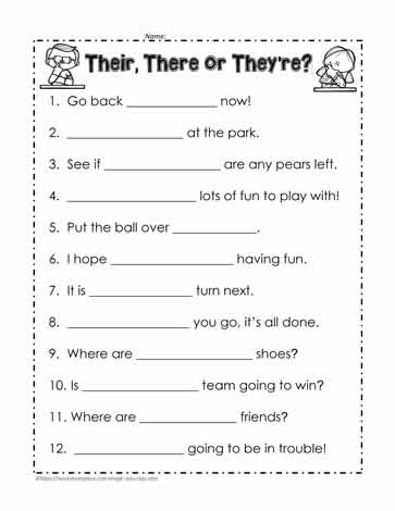 Their Theyre There Worksheet