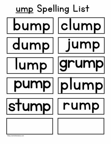 ump Spelling List