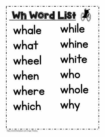 A wh Spelling List