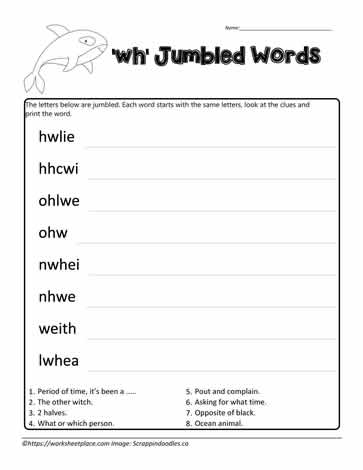 Jumbled Words for wh Digraphs