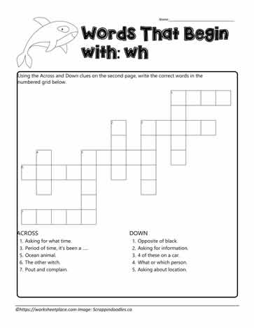 Crosswords for wh Digraphs