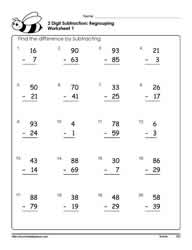 2 Digit Subtraction Worksheet-1