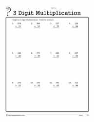 3 Digit by 2 Digit Multiplication Worksheets