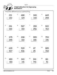3 Digit Subtraction Worksheets-4