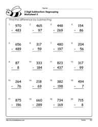 3 Digit Subtraction Worksheets-5