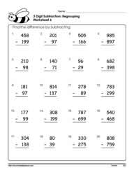 3 Digit Subtraction Worksheets-6