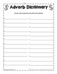 Adverb Dictionary Worksheet