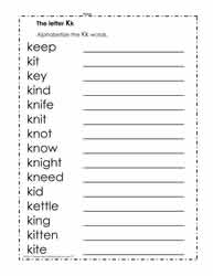 The Letter K Worksheets