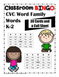 Bingo Game for CVC Words