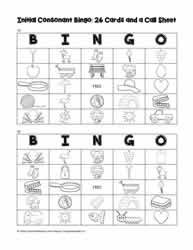 Initial Consonants Bingo Cards 19-20