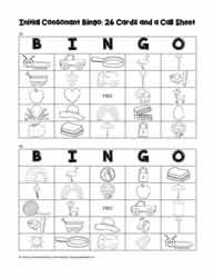 Initial Consonants Bingo Cards 25-26