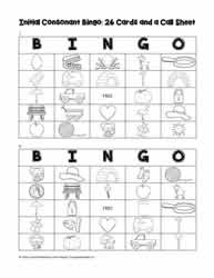 Initial Consonants Bingo Cards 7-8