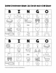 Initial Consonants Bingo Cards 9-10