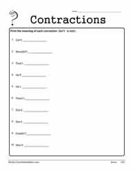 Contractions Worksheet 16