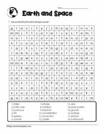 Earth and Space Wordsearch