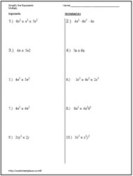 Simplify the Exponents Worksheets
