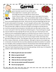 Comprehension Passage About Germs 