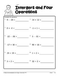 Integers 4 Operations