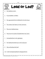 Lead or Led Worksheets