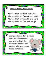 Properties of Matter Task Cards 1 and 2