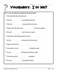 i or me worksheets