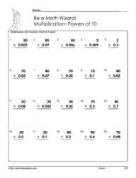 Powers of Ten Worksheets
