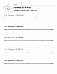 Numberline Worksheet 4 of 10