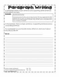 Paragraph Writing Printables Worksheets