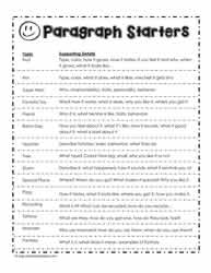 Paragraph Starters