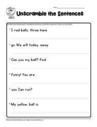 Scrambled Sentences Google Quiz pre-primer