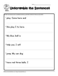Scrambled Sentences Google Quiz pre-primer